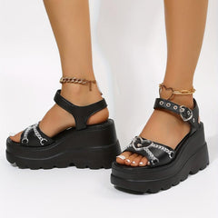 Women's Platform Wedge Sandals Heart Chain Decor Open Toe