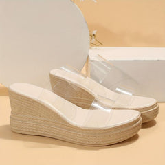 Women's Slide Sandals Transparent Wedge Platform Slip On Shoes