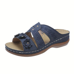 Women's Flower Decor Slide Shoes Comfortable Perforated Sandals