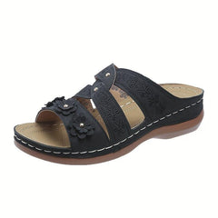Women's Flower Decor Slide Shoes Comfortable Perforated Sandals
