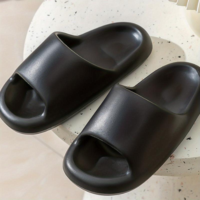 Women's Solid Flatform Slides Open Toe Soft Sole Slip On Sandals