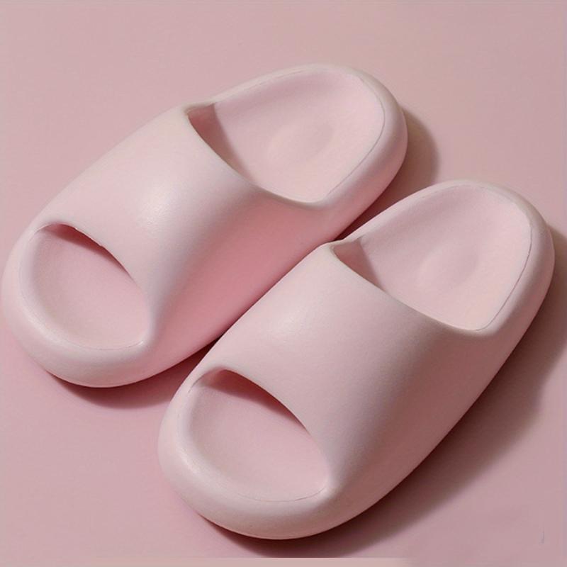 Women's Solid Flatform Slides Open Toe Soft Sole Slip On Sandals