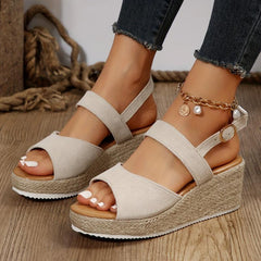 Casual Platform Wedge Sandals with Buckle Strap