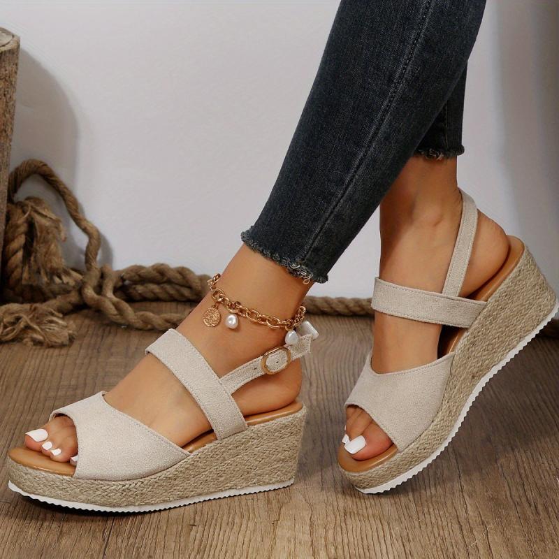 Casual Platform Wedge Sandals with Buckle Strap