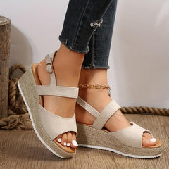 Casual Platform Wedge Sandals with Buckle Strap