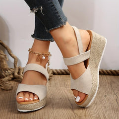 Casual Platform Wedge Sandals with Buckle Strap