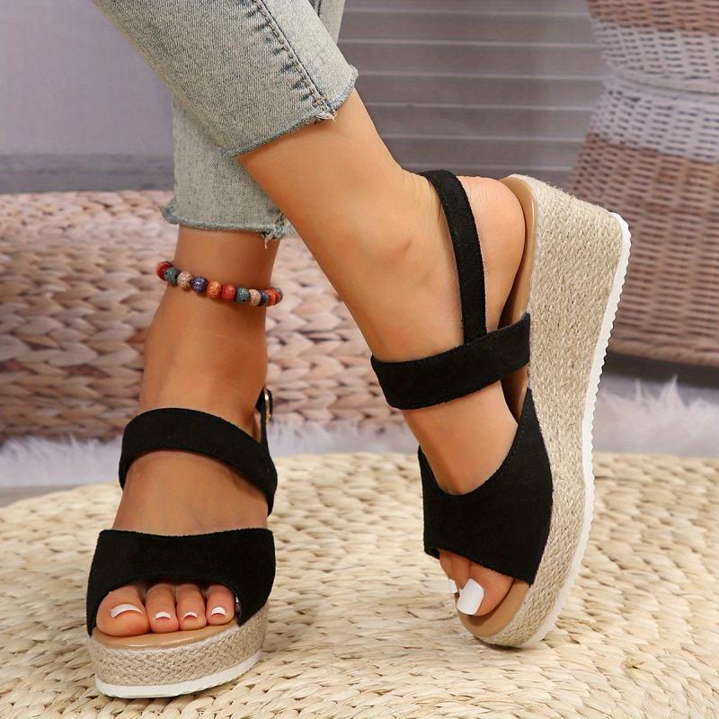Casual Platform Wedge Sandals with Buckle Strap