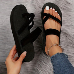 Women's Platform Slippers Strappy Non Slip Slides Shoes