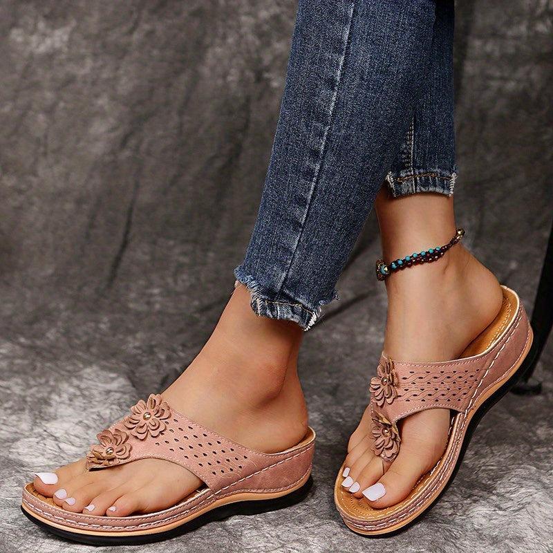 Women's Floral Platform Flip Flops Slippers