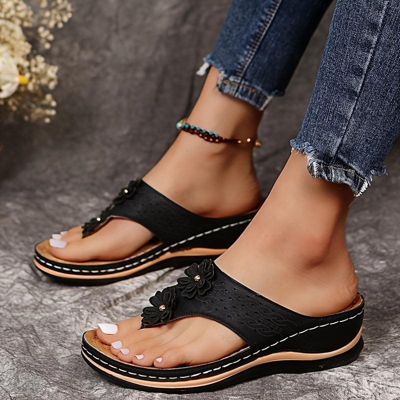 Women's Floral Platform Flip Flops Slippers