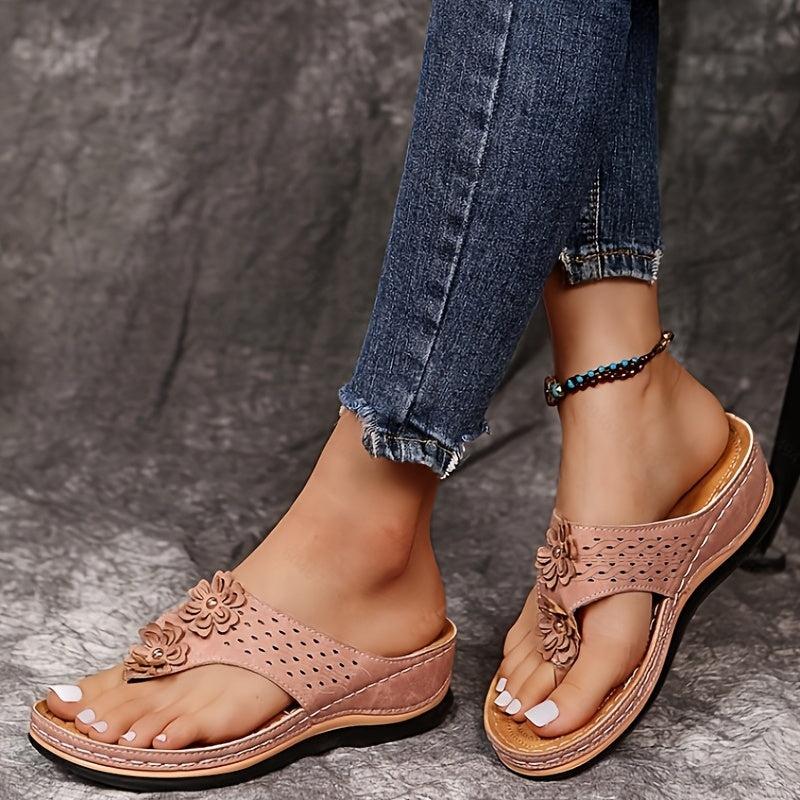 Women's Floral Platform Flip Flops Slippers