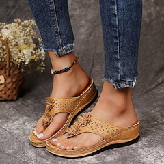 Women's Floral Platform Flip Flops Slippers
