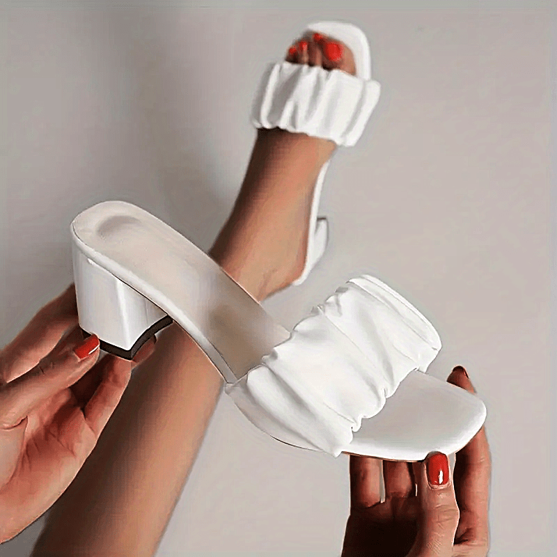 Women's Chunky Heel Sandals Comfortable Square Open Toe Slip On Shoes