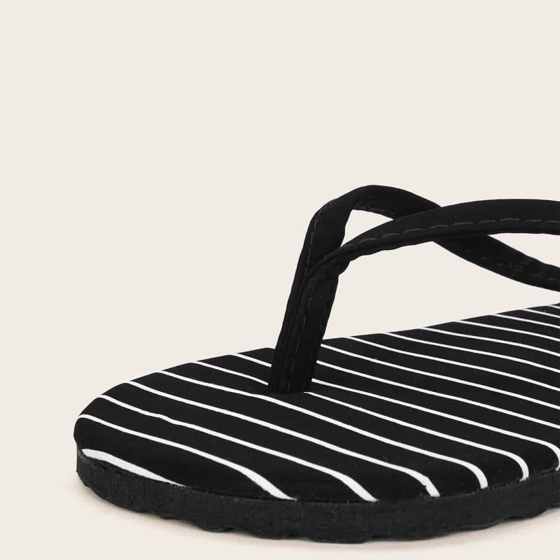 Minimalist Women Striped Flip Flops