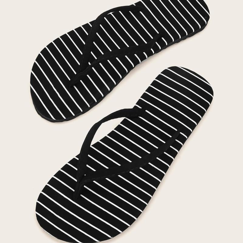 Minimalist Women Striped Flip Flops