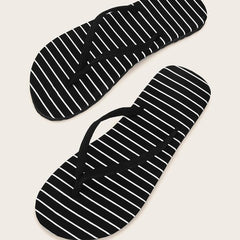 Minimalist Women Striped Flip Flops