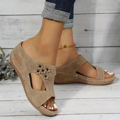 Women's Wedge Slide Sandals Open Toe Slip On Shoes