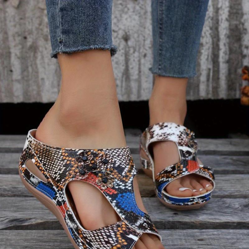 Women's Wedge Slide Sandals Open Toe Slip On Shoes