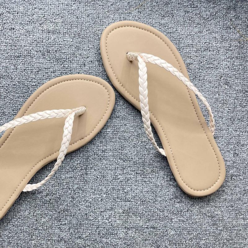 Women's Braided Flip Flops Casual Flat Summer Shoes