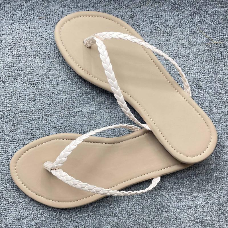 Women's Braided Flip Flops Casual Flat Summer Shoes