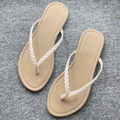 Women's Braided Flip Flops Casual Flat Summer Shoes