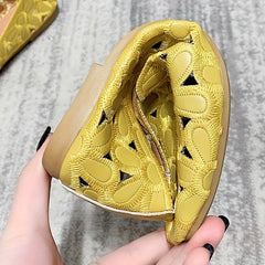 Floral Embroidered Flat Shoes, Square Toe Slip On Casual Flats