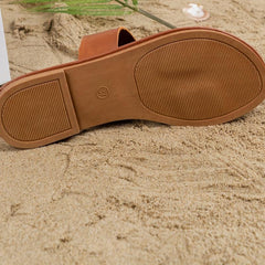 Women's Double Strap Slide Sandals Lightweight Flat Summer Shoes