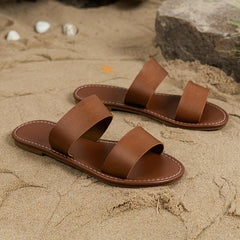 Women's Double Strap Slide Sandals Lightweight Flat Summer Shoes