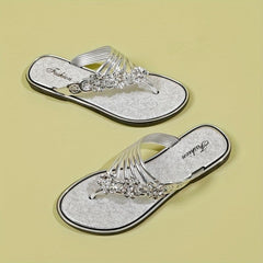 Rhinestone Flip Flops Flat Summer Shoes