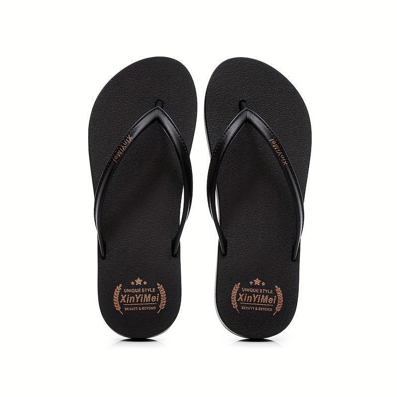 Women's Letter Print Flip Flops Casual Clip Toe Flat Summer Shoes