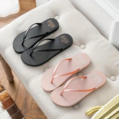 Women's Letter Print Flip Flops Casual Clip Toe Flat Summer Shoes