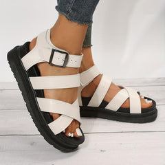 Women's Cross Strap Platform Sandals Casual Buckle Strap Sandals