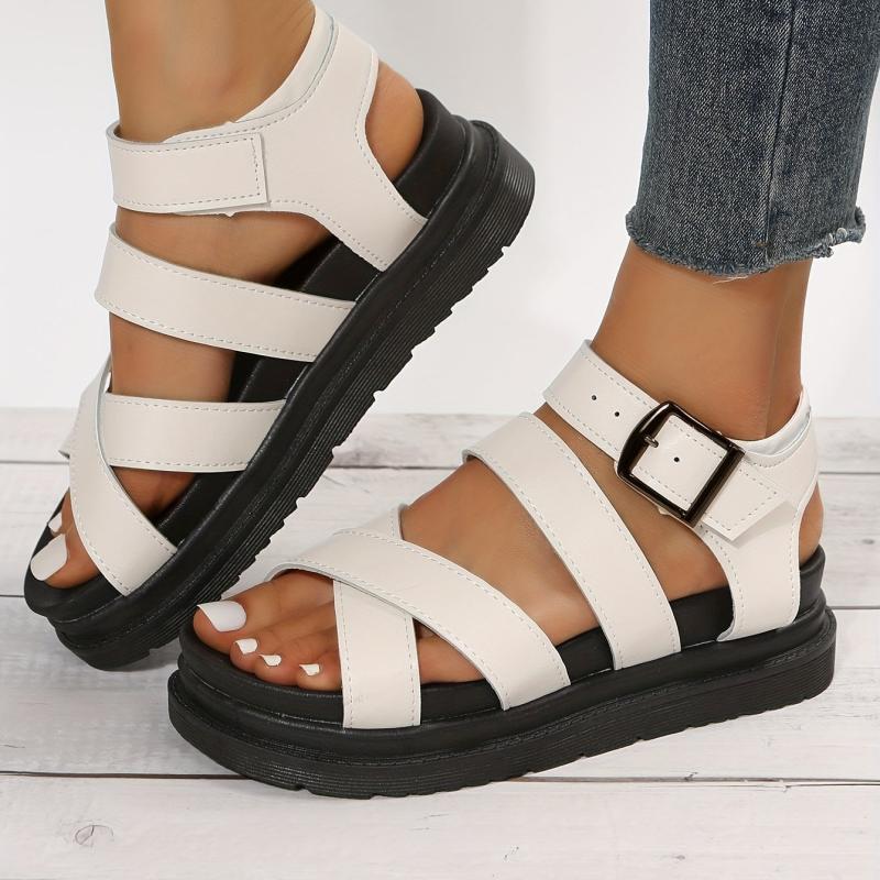 Women's Cross Strap Platform Sandals Casual Buckle Strap Sandals