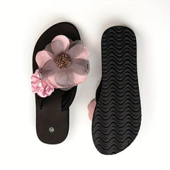 Women's Pearl & Flower Sandals Flatform Flip Flops