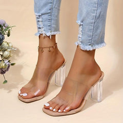 Women's Transparent Block Heeled Sandals