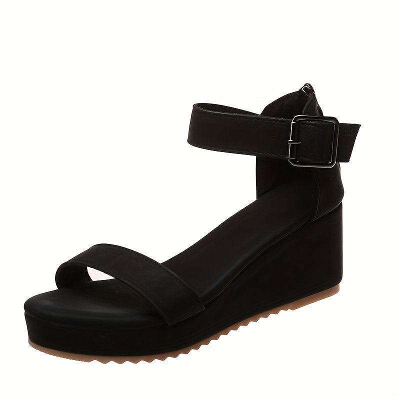 Platform Wedge Sandals Ankle Strap Back Zipper Sandals