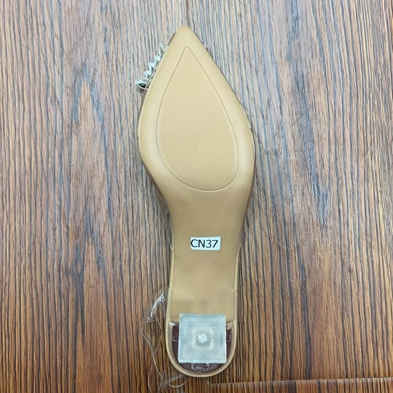 Crystal Heeled Sandals with Sunflower Decor Transparent Strap