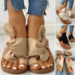 Women's Bow Flat Slippers Non Slip Beach Slippers