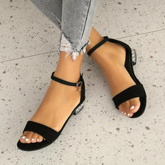 Women's Low Heel Ankle Strap Sandals Open Toe Casual Summer Shoes