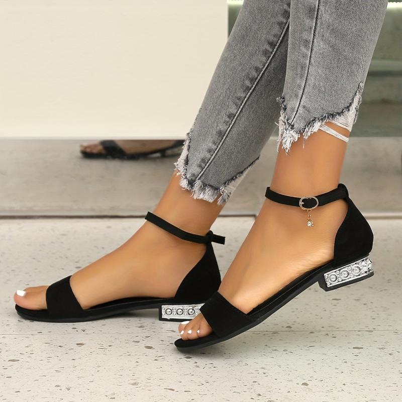 Women's Low Heel Ankle Strap Sandals Open Toe Casual Summer Shoes