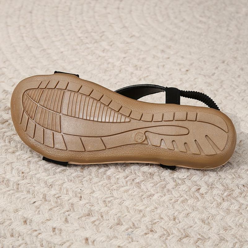 Rhinestone Flat Sandals Slip On Elastic Band Lightweight Summer Shoes
