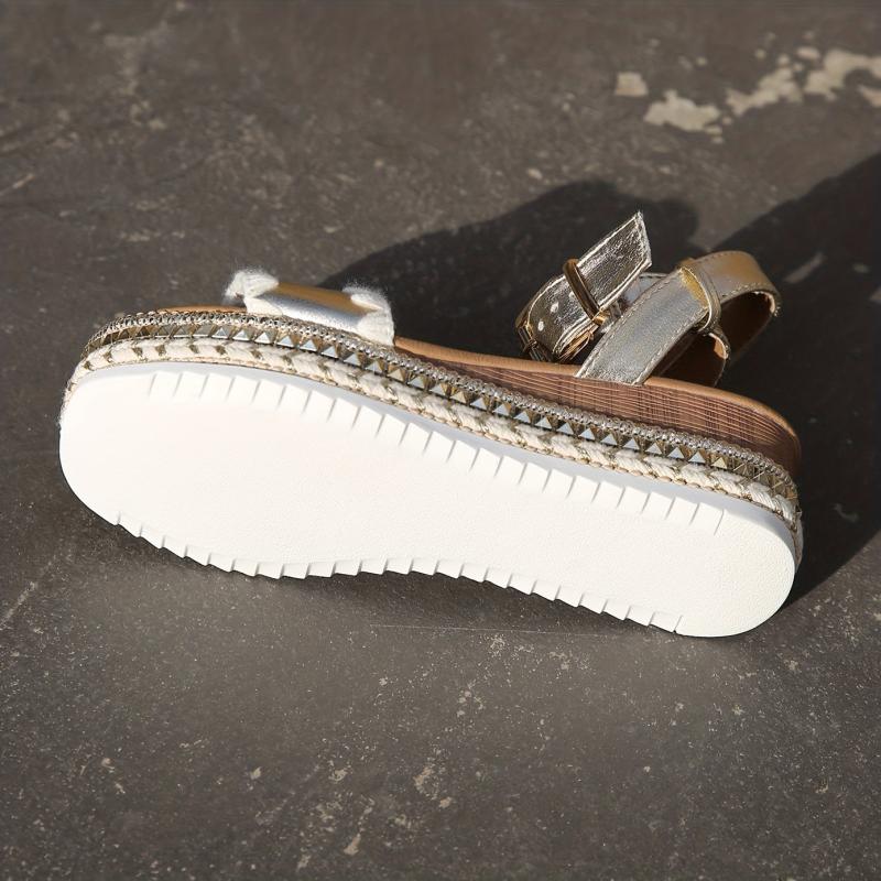 Women's Platform Wedge Sandals with Buckle Strap, Non-Slip Slingback Shoes