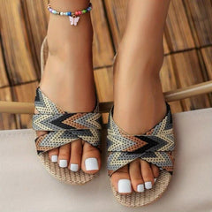 Women's Linen Cross Strap Non Slip Shoes