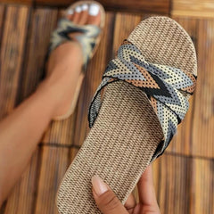 Women's Linen Cross Strap Non Slip Shoes
