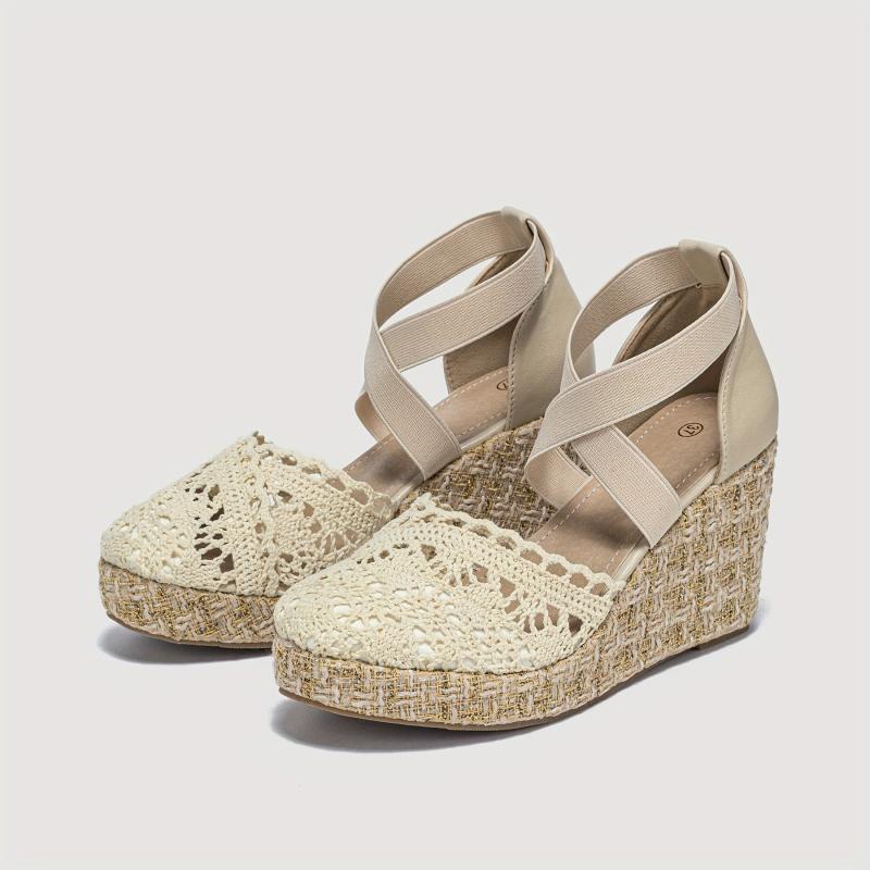 Women's Breathable Wedge Sandals Casual Cross Strap Platform Sandals