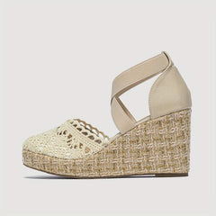 Women's Breathable Wedge Sandals Casual Cross Strap Platform Sandals