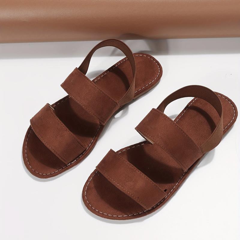 Women's Elastic Ankle Strap Flat Sandals Anti Slip Slingback Shoes