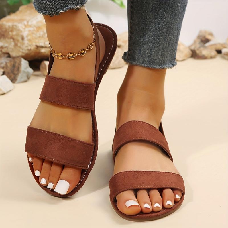 Women's Elastic Ankle Strap Flat Sandals Anti Slip Slingback Shoes