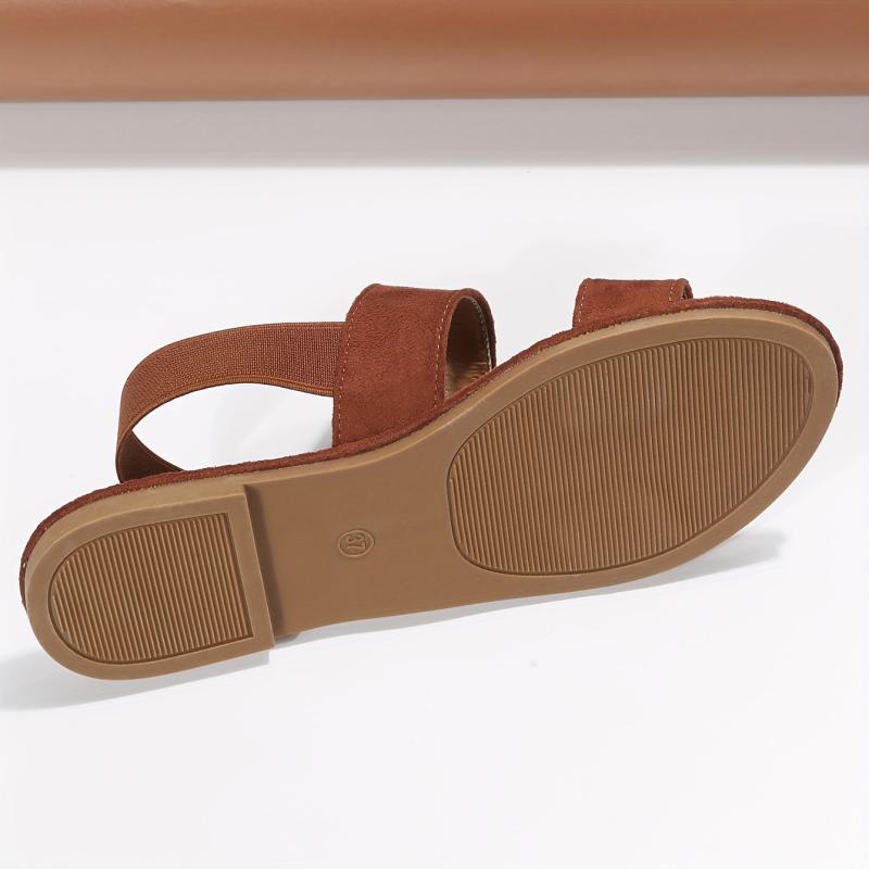 Women's Elastic Ankle Strap Flat Sandals Anti Slip Slingback Shoes