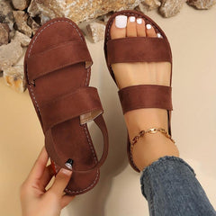 Women's Elastic Ankle Strap Flat Sandals Anti Slip Slingback Shoes